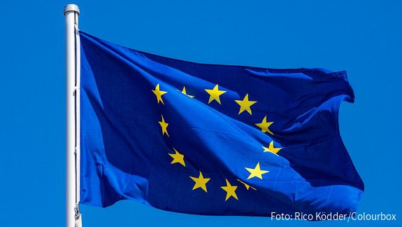 Aktuelles aus dem Herzen der EU - Juni Das Foto zeigt eine Europaflagge, die im Wind flattert.