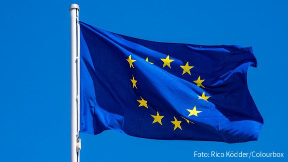 Das Foto zeigt eine Europaflagge, die im Wind flattert.