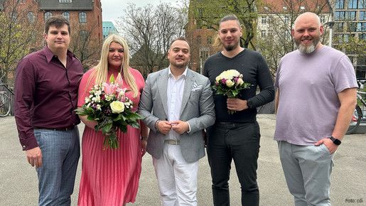Das Foto zeigt die Bundesjugendleitung der dbb jugend: Oliver Löwe, Daria Abramov, Matthäus Fandrejewski, Felix Reising und Toni Nickel (von links).